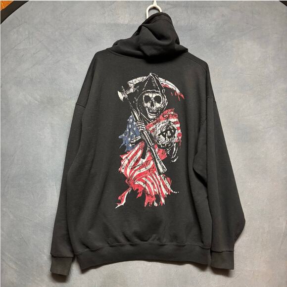 Sons of Anarchy Zip Hoodie 2XL Flag Reaper Graphic Double-Sided Freedom Flag - Picture 8 of 11